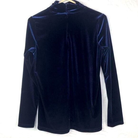Susan Graver Midnight Blue Velvet Turtleneck Top - Picture 4 of 7